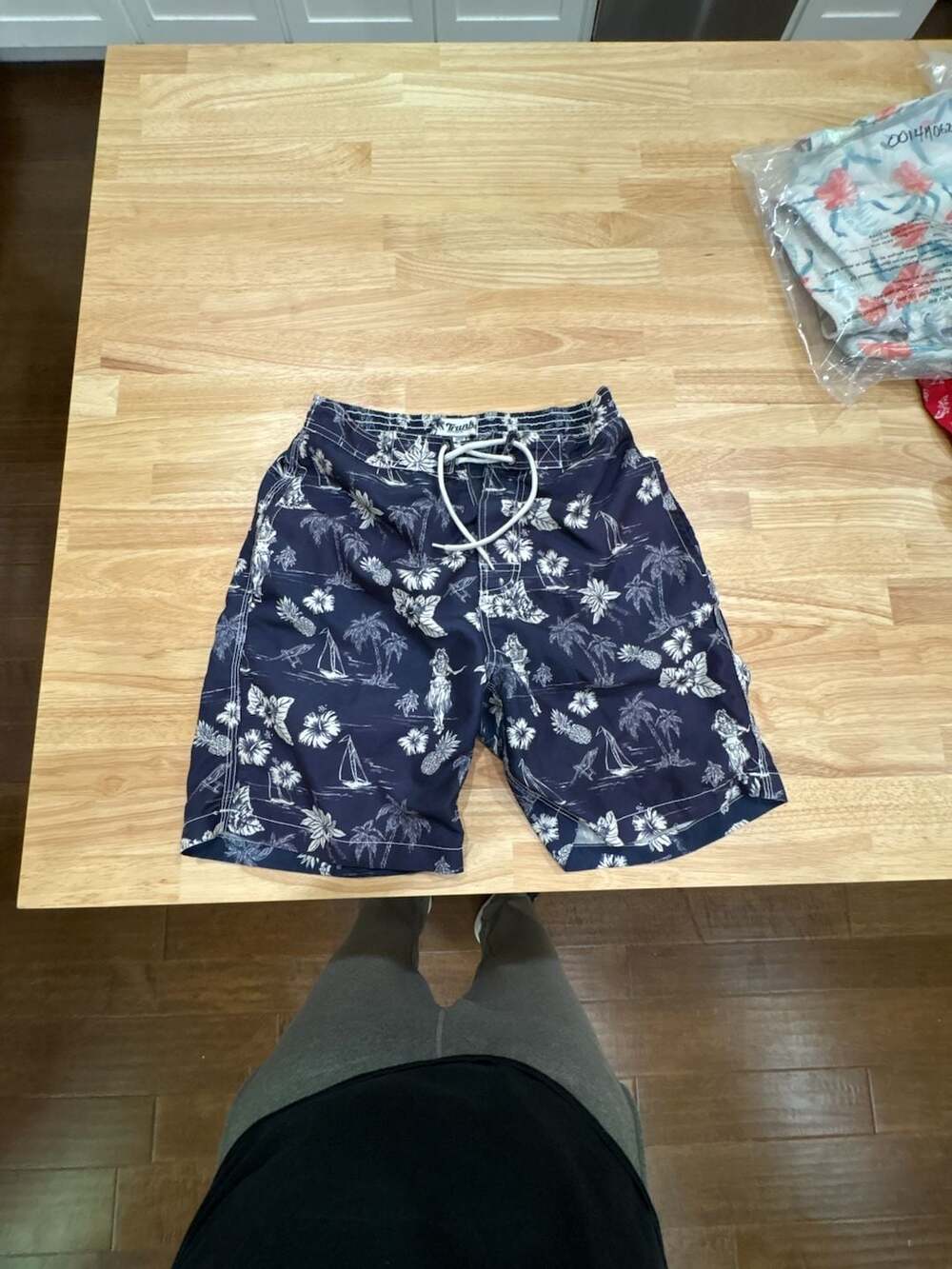 Trunks Surf & Swim Co. Blue Hawaiian Tropical Print Swim Trunks